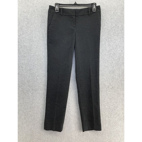 Ann Taylor Women's Pants Micro Black White Polka Dot Size 0 Straight Leg - Picture 1 of 10